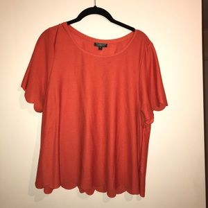 TOPSHOP Scalloped edge orange blouse